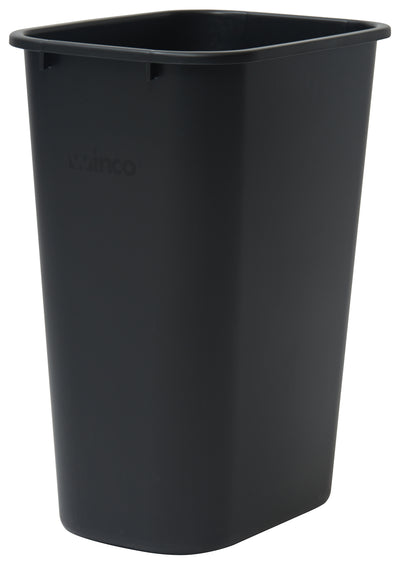 Winco PWR-41K 41 Quart Wastebasket - Black LDPE Rectangular Rounded Edges Commercial