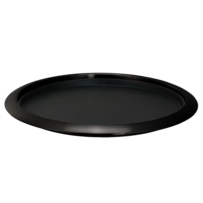 Non-Slip Removable Insert 14 in. Medium Round Serving Tray in Black Onyx