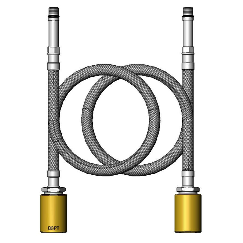 T&S Brass 019217-40 SS Supply Hoses - 1/2" BSPT Adapters
