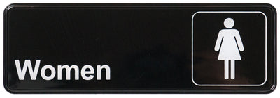 Winco SGN-312 9 Inch Information Sign Women Compliance with Symbol Black