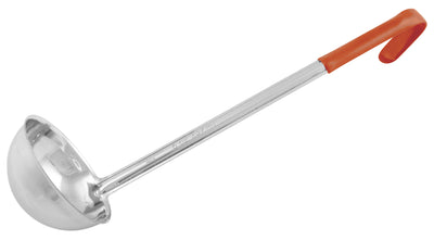 Winco LDCN-8 8 Oz Ladle One-piece Stainless Steel Orange with Ergonomic Handle
