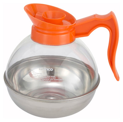 Winco CD-64O 64 Oz Decaf Coffee Decanter Plastic with Stainless Steel Base