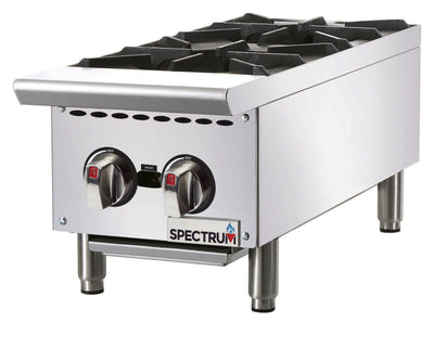 Winco NGHP-2 12 Inch Gas Hotplate with Two 25000 BTU Burners - Countertop