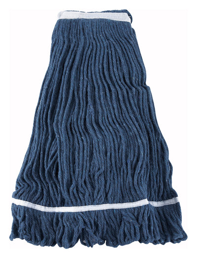 Winco MOP-32 32 Oz Loop-End Wet Mop Head - Blue Cotton Poly Blend Commercial