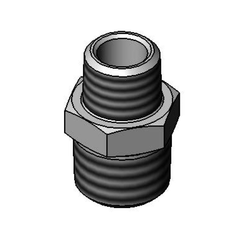 T&S Brass 062A Adapter - 1/2" NPT Male x 3/8" NPT Male
