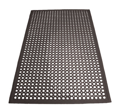 Winco RBM-35K 3' Rubber Anti-slip Floor Mat Black Beveled Edges
