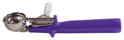 Winco ICOP-40 3/4 Oz Disher Round Bowl One Piece Handle Stainless Steel Purple