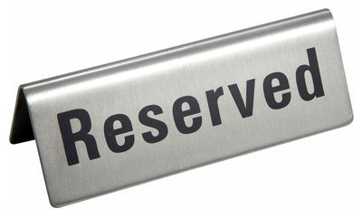 Winco RVS-4 4-3/4 Inch Reserved Tabletop Sign Stainless Steel