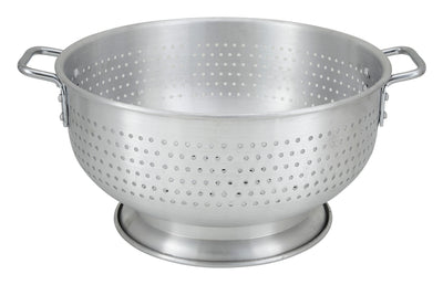 Winco ALO-16BH 16 Qt. Aluminum Colander with Handles and Base