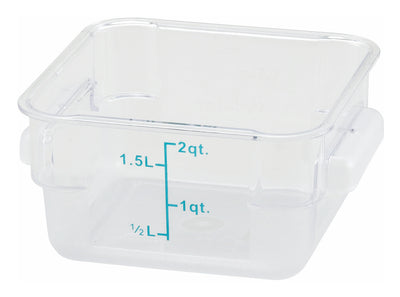 Winco PCSC-2C 2 Quart Storage Container Square Stackable with Built-in Handles Polycarbonate Clear
