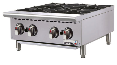 Winco NGHP-4 24 Inch Gas Hotplate with 4 Burners 25000 BTU - Countertop