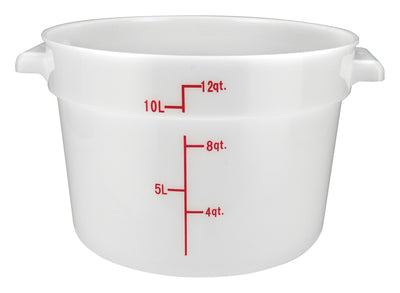 Winco PPRC-12W 12 Quart Food Storage Container with Built-in Handles Polypropylene White