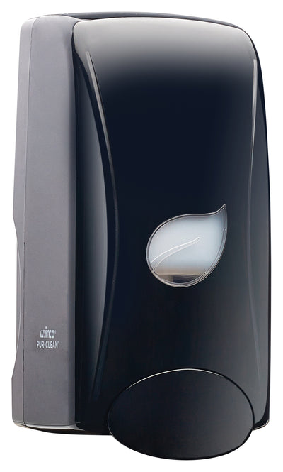 Winco SDML-1K 35 Oz Manual Liquid Soap Dispenser Wall Mount Black Plastic