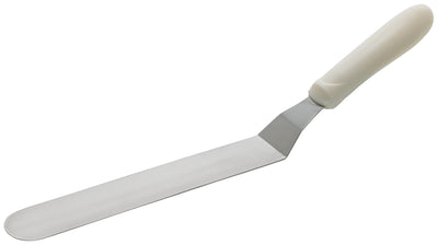Winco TWPO-9 8-1/2 Inch Stainless Steel Offset Spatula Dishwasher Safe White Handle