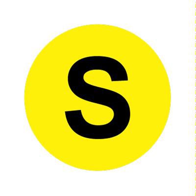Wunder-Bar 'S' Button Cap - Round Yellow Cap with Black Letter