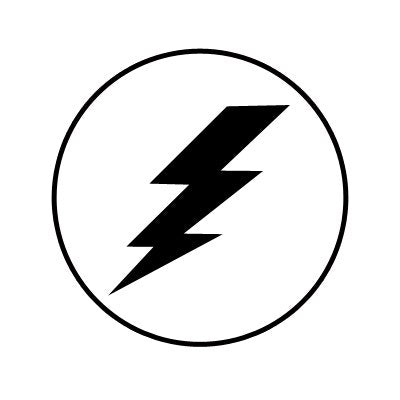 Bargun Button Cap, Round, Lightning Bolt, White Cap, Black Letter - PH10-74-195A