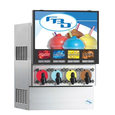 FBD 774 4-Flavor Frozen Carbonated Beverage Dispenser, Remote-Cooled, Commercial Frozen Drink & Slushie Machine, 6,240 oz/hr