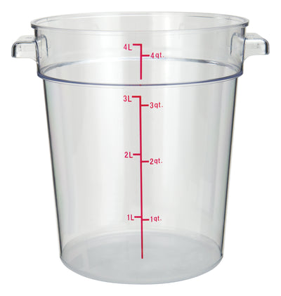 Winco PCRC-4 4 Quart Food Storage Container Round Polycarbonate Clear