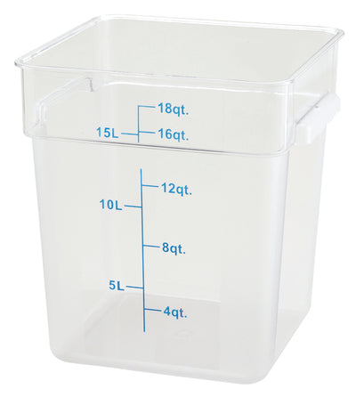 Winco PCSC-18C 18 Quarts Square Storage Container with Built-in Handles Polycarbonate Clear
