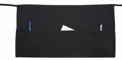 Winco WA-1221 21-3/4 Inch Waist Apron Black Cotton/Polyester with 3 Pockets