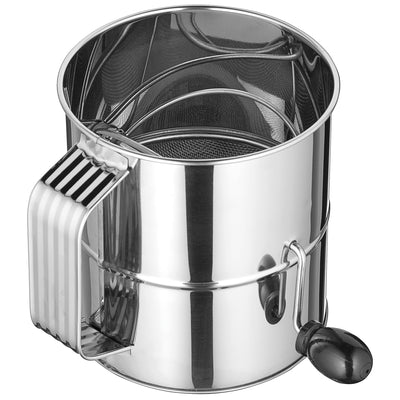 Winco 8-Cup Stainless Steel Rotary Sifter for Professional Baking
