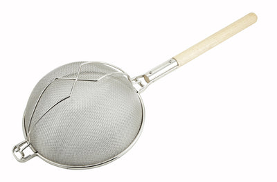 Winco MST-12D 12 Inch Bowl Diameter Round Mesh Strainer with Wooden Handle