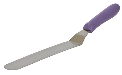 Winco TWPO-9P 8-1/2 Inch Blade Offset Spatula Allergen Free Purple Handle Satin Finish