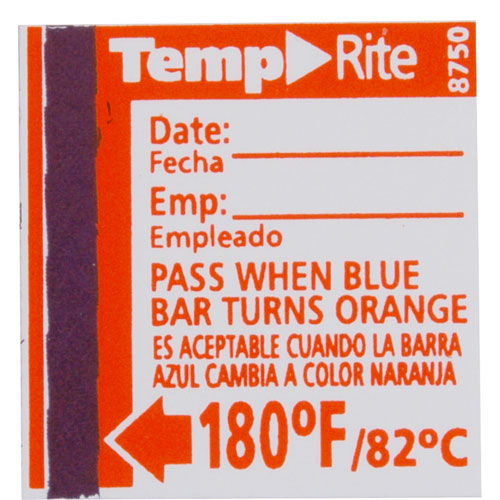 Taylor Precision TempRite® Dishwasher Temperature Test Labels - 8750