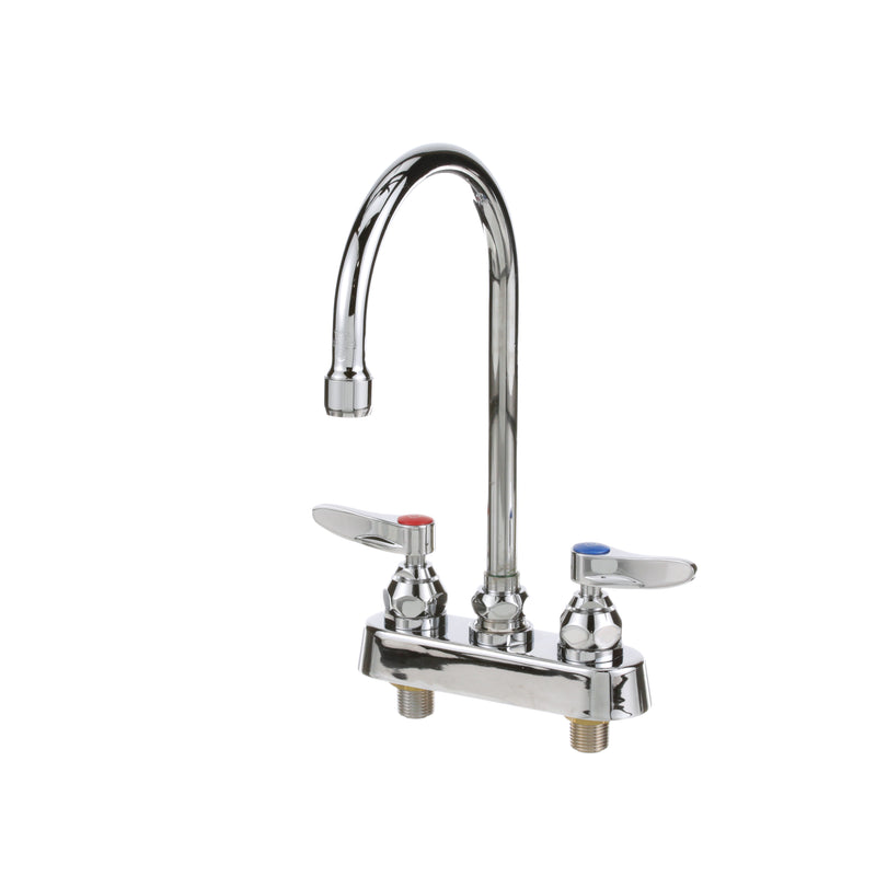 T&S Brass 4 in Deck Mount Heavy Duty Faucet w/ 5 3/4 in Gooseneck Spout - B-1141