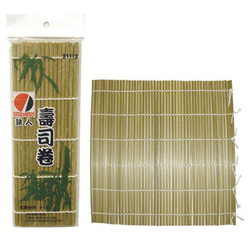 Ming Hong International 9 1/2 in x 9 1/2 in Tetsujin Bamboo Sushi Mat 9.5 in x 9.5 in, Flat - 31113