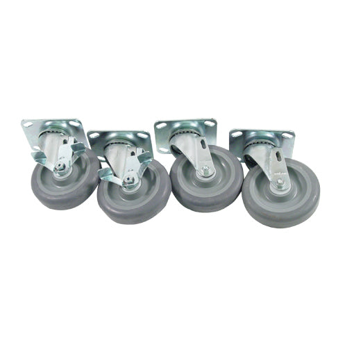 Large Swivel Plate Caster Set with 5 in Wheels
