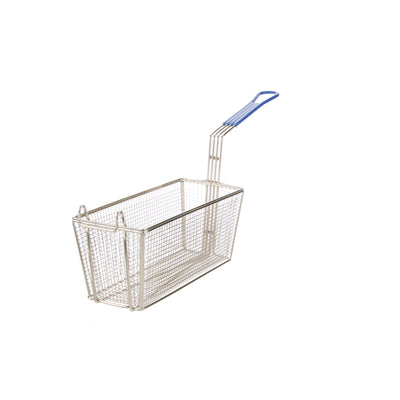 Winco 13 1/4 in x 5 5/8 in x 5 7/8 in Fry Basket with Blue Handle - FB-20