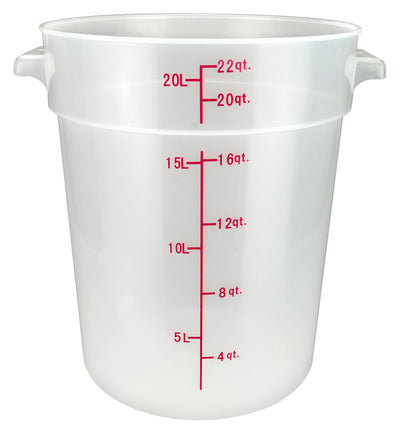 Winco PTRC-22 22 Quart Round Storage Container with Built-in Handles Polypropylene
