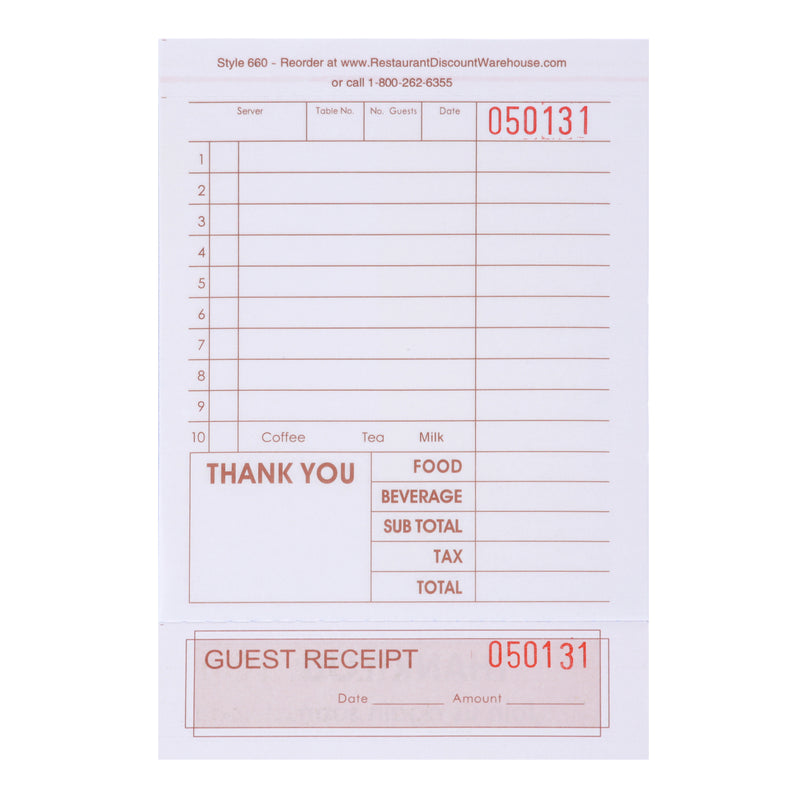 KNG 2-Part Loose Guest Checks 4.25 in x 6.5 in - 3139LSE
