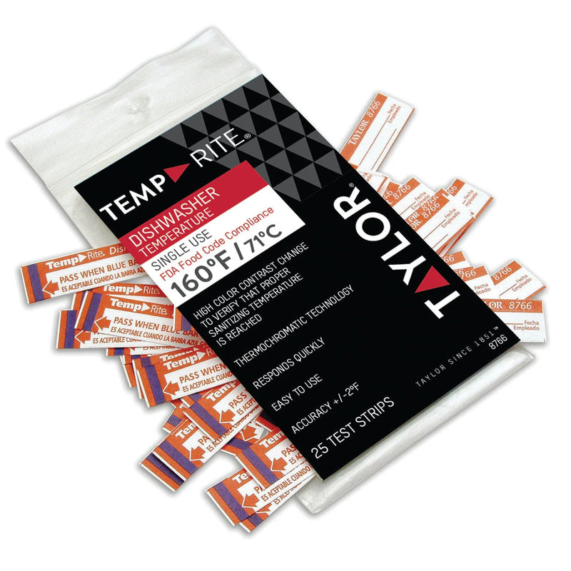 Taylor Precision TempRite® Dishwasher Temperature Test Strips - 8766J