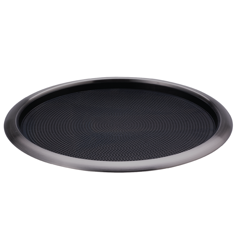 Non-Slip Removable Insert 16 in. Large Round Serving Tray in Dark Tungsten