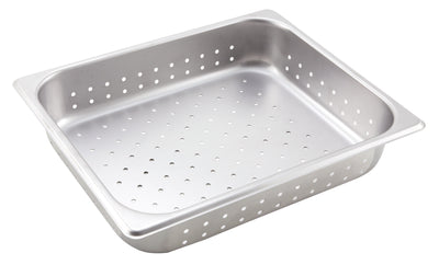 Winco SPHP2 Half-Size Perforated Steam Table Pan - 25 Gauge Stainless Steel Drain Holes