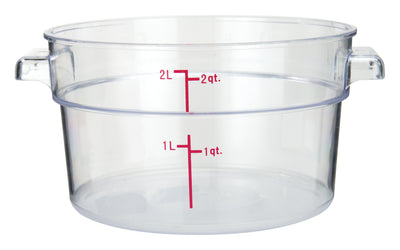 Winco PCRC-2 2 Quarts Round Stackable Food Storage Container Polycarbonate Clear