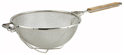 Winco MST-10RB 10-1/2 Inch Diameter Mesh Strainer Wood Handle Nickel Plated