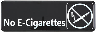 Winco SGN-335 9 Inch Compliance Sign No E-Cigarettes with Symbol Black