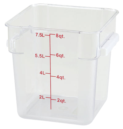 Winco PCSC-8C 8 Quart Square Food Storage Container - Stackable Clear Polycarbonate