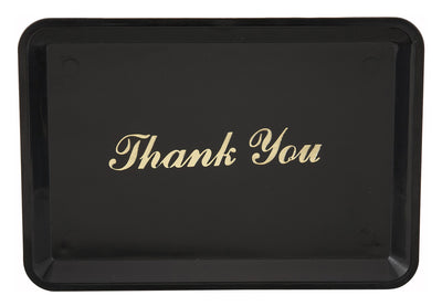 Winco TT-46 6.5 Inch Plastic Tip Tray Black with Gold Thank You Imprint
