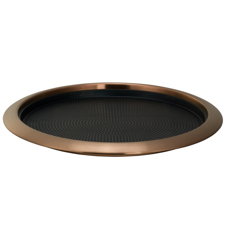 Non-Slip Removable Insert 14 in. Medium Round Serving Tray in Rose Gold