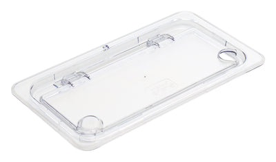 Winco SP7300H 1/3 Size Hinged Food Pan Cover Notched Polycarbonate