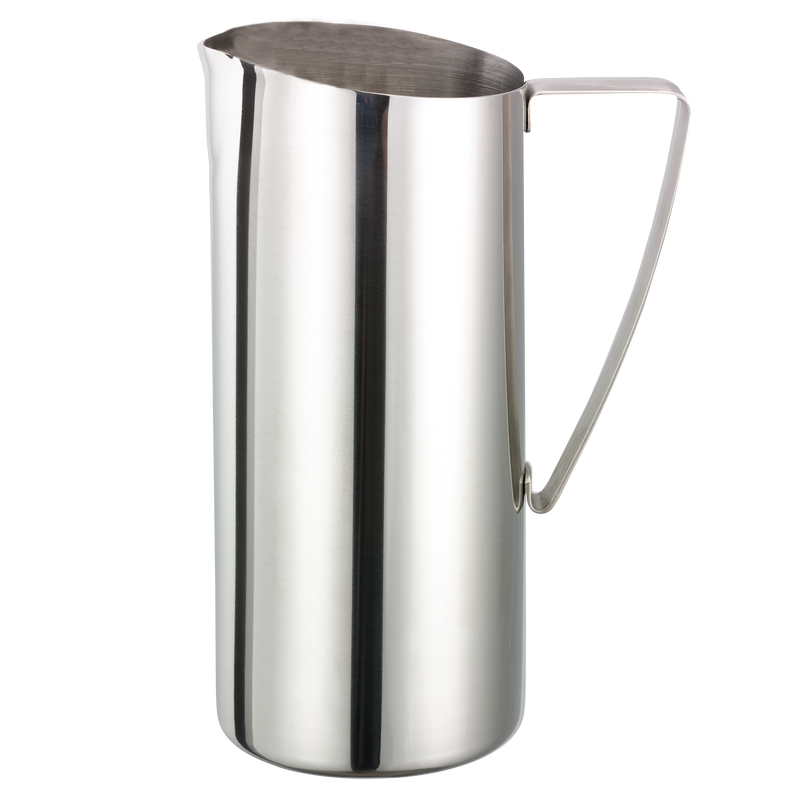 Service Ideas Slim 1.9 Liter Water Pitcher - Polished Stainless Steel without Ice Guard Tableside