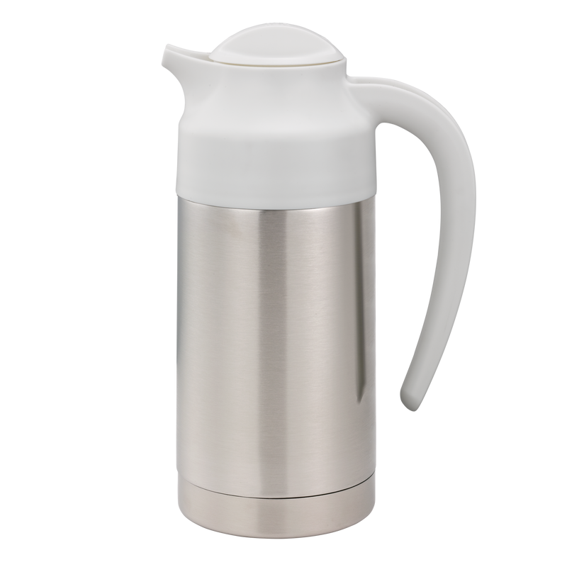 Service Ideas SteelVac 0.7 Liter Creamer - Vacuum Insulated Steel Base Brushed Stainless White
