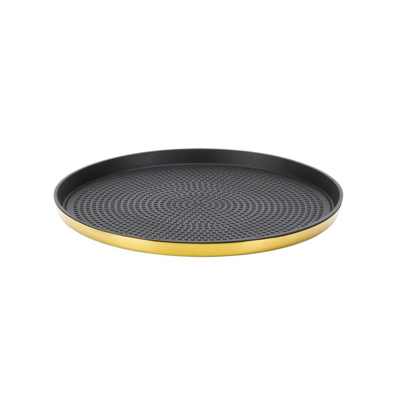 Modern Edge Small 9" Round Serving Tray in Vintage Gold