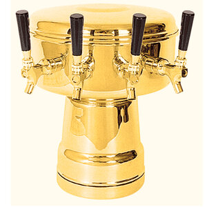 Micro Matic MTB-4BRKR 12 Inch Mushroom Draft Beer Tower Glycol Cooled Countertop Brass
