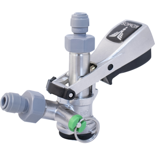 KOMOS Keg Coupler - D Style Sanke Coupler with PRV (Stainless) w/ 8mm Duotight Adapters