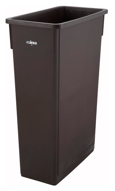 Winco PTC-23B 23 Gallon Trash Can Brown HDPE Rectangular Waste Receptacle